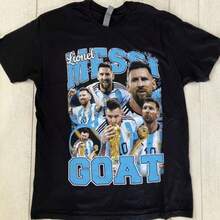 Lionels Messis Argentina World Cup GOAT Graphic Soccer Tee Shirt Large Black - màu đen - Xem 6