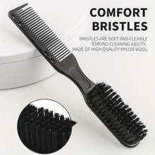 J·FOCUS 2pcs Men's Beard Trimming & Grooming Set, Stainless Steel + Nylon + Plastic Material, Beard Trimmer + Styling Comb, Multifunctional Design, Practical For Everyday Use By Professional Men - Double-ended Beard Comb + Small Scissors - View 4