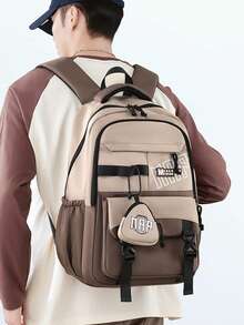 New Casual Utility Backpack, College Student Laptop Bag, Korean Style Middle School Backpack - A - View 3