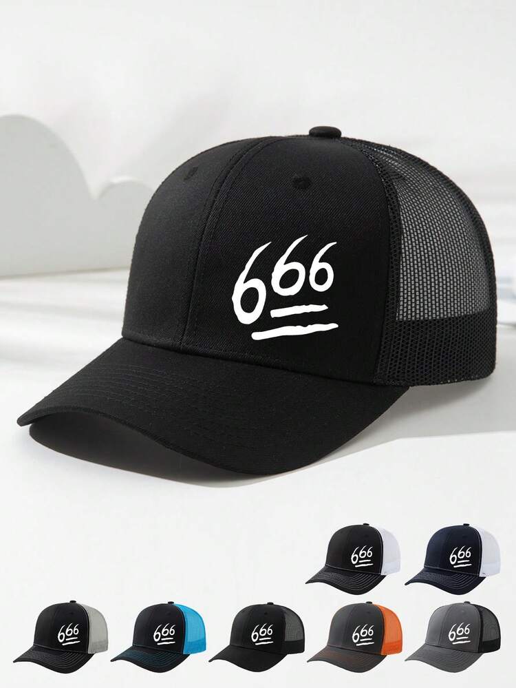 SHADOWS SUN LOGO MESH CAP 新品未使用　FACT 1pc Unisex 666 Print Mesh Baseball Cap, Sun-Shading Breathable