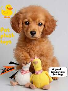 1pc Duck Shaped Squeaky Chew Toy, Durable Teething Toy, Cute Yellow Bow Tie Duck Toy, Yellow & Orange Plaid Bow Toy, Interactive Chewing Toy, Interactive Squeaky Pet Toy, Dental Cleaning Chew Toy, Suitable For Small/Medium/Large Dogs, Provides Mental Stimulation & Entertainment, Helps With Teething, Satisfies Curiosity, Offers Companionship & Fun, Helps Relieve Pet Anxiety & Stress - Multicolor - View 3