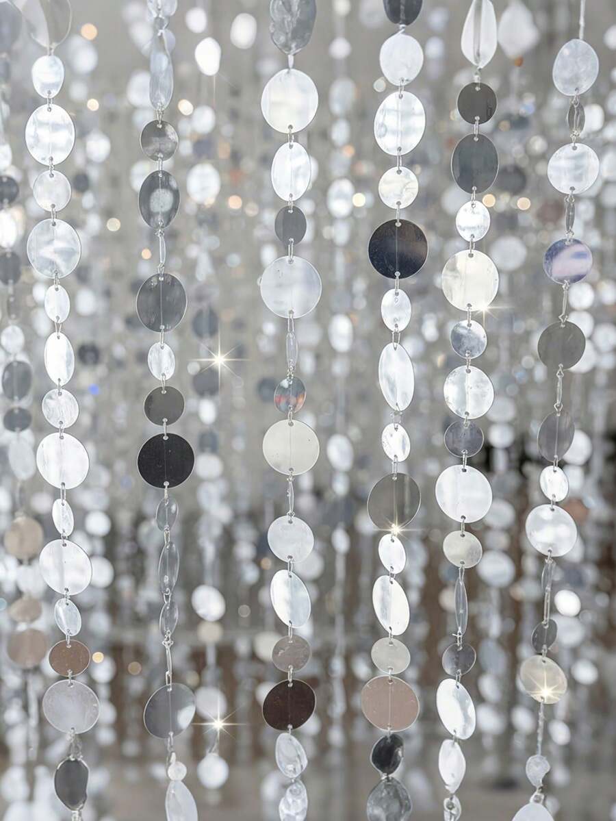 Bộ 3 rèm hạt cườm bạc sang trọng, dây treo sequin lấp lánh màu bạc, bộ sequin bạc, rèm đính đá tròn lấp lánh, thích hợp cho đám cưới, tiệc tùng và trang trí sự kiện, hoàn hảo cho phông nền tiệc, rèm sáng bóng, chất liệu nhựa bền, trang trí đám cưới, lễ hội tại nhà, hiên nhà, tiệc tùng và lễ kỷ niệm. - Nhiều màu - Xem 1