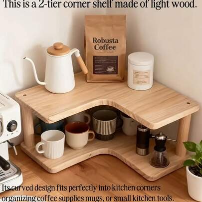 ニュージーランド産パイン材 コーナーディスプレイ棚 無垢材天板 曲線型 省スペース