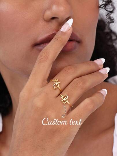Anillo de personalizado, joyería de iniciales apilable, anillo de letra ajustable para mujeres
