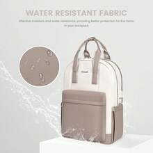 LOVEVOOK Laptop Backpack For Women, 17 Inch Travel Laptop Bag, Waterproof Computer Backpack Purse For Work Teacher Nurse, Durable Casual Daypack - Khaki + Off-white - View 6