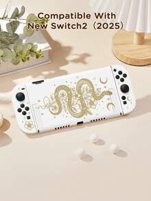 Ayotu Snake Skin Floral & Star Pattern Switch Protective Case, Suitable For New Switch 2 (2025)/Switch NS/Switch OLED, Can Be Used On Docking Station Without Removing, Universal Game Controller Protective Cover, Switch Gaming Accessories, Anti-Fall And Scratch, Romantic For Autumn/Winter, Back To School, Christmas, Valentine's Day Gift - Multicolor - View 6