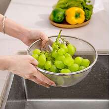2件套不锈钢淘米篮、搅拌碗和水果滤网、蔬菜沥水篮、打蛋碗套装、蔬菜清洗盆、量杯打蛋碗、搅拌碗和水果滤网 - 銀色 - 查看 8