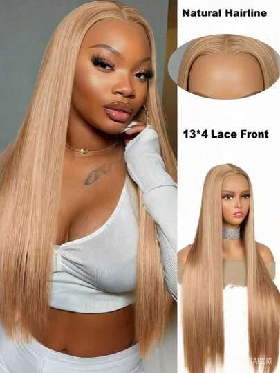 26英寸180%密度黑色13*4合成纤维蕾丝前假发，带婴儿发，无需胶水，耐热透气，合成纤维材质，自然发际线，可自由分缝，适合派对和日常佩戴