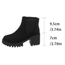 Black Thick-Heeled Suede Ankle Boots, The Thick Heel Design Is Stable And Comfortable, The Upper Is Easy To Care For, Suitable For Office, Shopping, Party And Other Occasions - màu đen - Xem 7