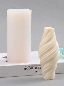 Abstract Spiral Geometric Pillar DIY Handmade Fragrance Plaster Multifunctional Silicone Mold - White - View 4