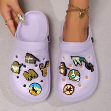 Sandale casual noi pentru femei, pentru primăvară și vară, accesorii drăguțe lucrate manual, saboți, papuci de vară multicolori, opționali, respirabili și confortabili, cu talpă moale, esențiali pentru plajă și vacanțe în aer liber, potriviți pentru toate anotimpurile - Violet - Vizualizare 7