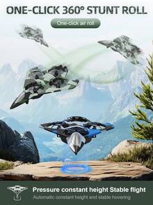TOKQI 2026升级版E76滑翔战斗机，配备FPV视频传输遥控器，一键起飞/降落，多种速度模式可调，360°翻滚，无头模式，轻松完成各种特技动作，是馈赠佳品。 - 彩色 - 查看 3