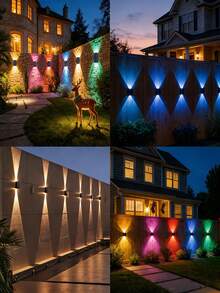 2pcs Outdoor Solar Powered Garden Lights, Warm White/White/RGB 3 Color Options, 9 Lighting Modes, Suitable For Garden, Villa, Fence, Yard, Valentine's Day Garden Decor And Holiday Party Decoration Solar LED Fence Lights - Black - View 10