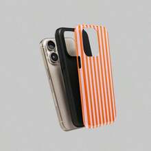 Pink & White Striped Phone Case, Compatible With IPhone 17/16/15/14/13/12/11 Pro Max - Orange - View 6