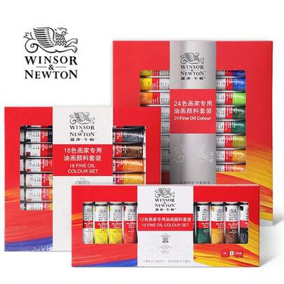 12ml/0.4oz Windsor & Newton Oil Paint, 12/18/24 Color Aluminum Tube Set, Professional Full Color Series Oil Painting Supplies, Suitable For Canvas Painting, Professional Quality, Good Coverage, Excellent Coloring Strength, Suitable For Beginners And Adults, Art Creation Gift, Back To School Essential 2026 Art Supplies