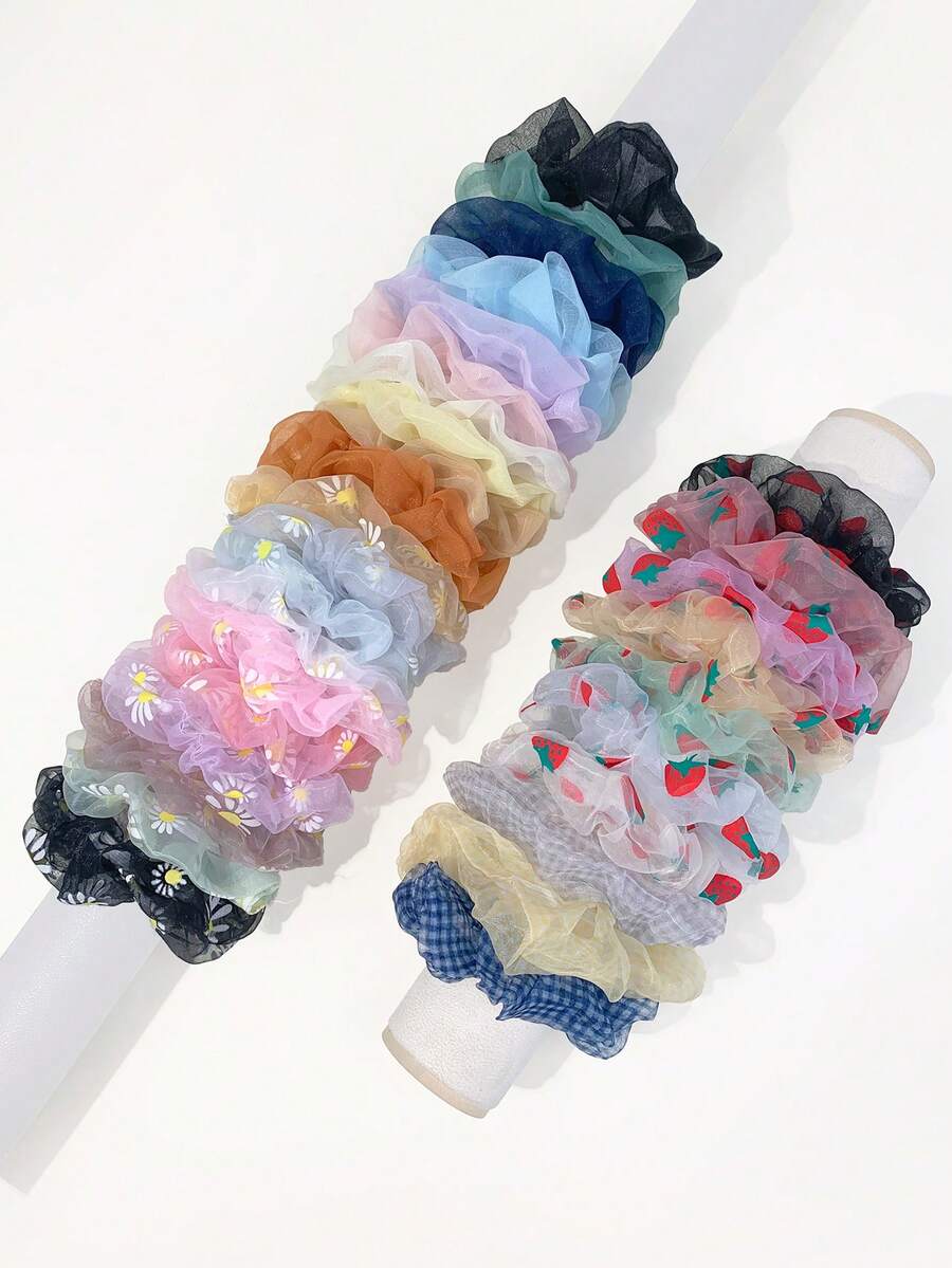 10pcs/20pcs/30pcs Hair Scrunchies, Casual Daily Wear, Breathable Summer, Multi-Color, Long-Lasting, Versatile Hair Accessories - Multicolor - View 1