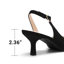 Women's Kitten Heels Slingback Pumps Closed Pointed Toe Low  Stiletto Heels Party Wedding Sexy Casual Dress Shoes - 黑色 - 查看 6