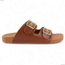 Sandália Papete unissex Duas Fivelas Confortável Birken - Marrom - Visão 5