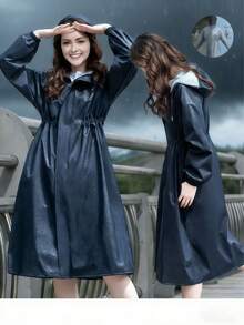 1件防水连帽雨衣 - 女士时尚款，适合户外、露营、徒步、外出、母亲节礼物、卧室装饰、花园、厨房装饰、夏季、海滩、旅行必备、房间装饰、软萌、毕业季 - 女款雨衣 - 查看 3