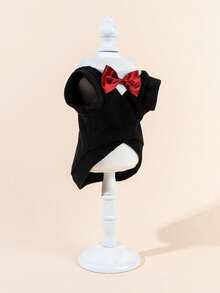 一套绅士领结领连衣裙，秋冬宠物裙，蕾丝领加厚羊毛宠物裙，保暖珍珠领加厚幼犬裙，猫狗公主裙 - 彩色 - 查看 4