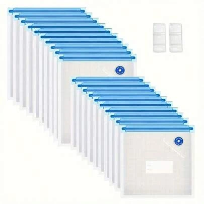 20个可重复使用真空密封袋套装（10个中号，10个大号），家用密封袋，可用于烹饪牛排保鲜，透明厨房储物袋，适用于冰箱和食品储藏室