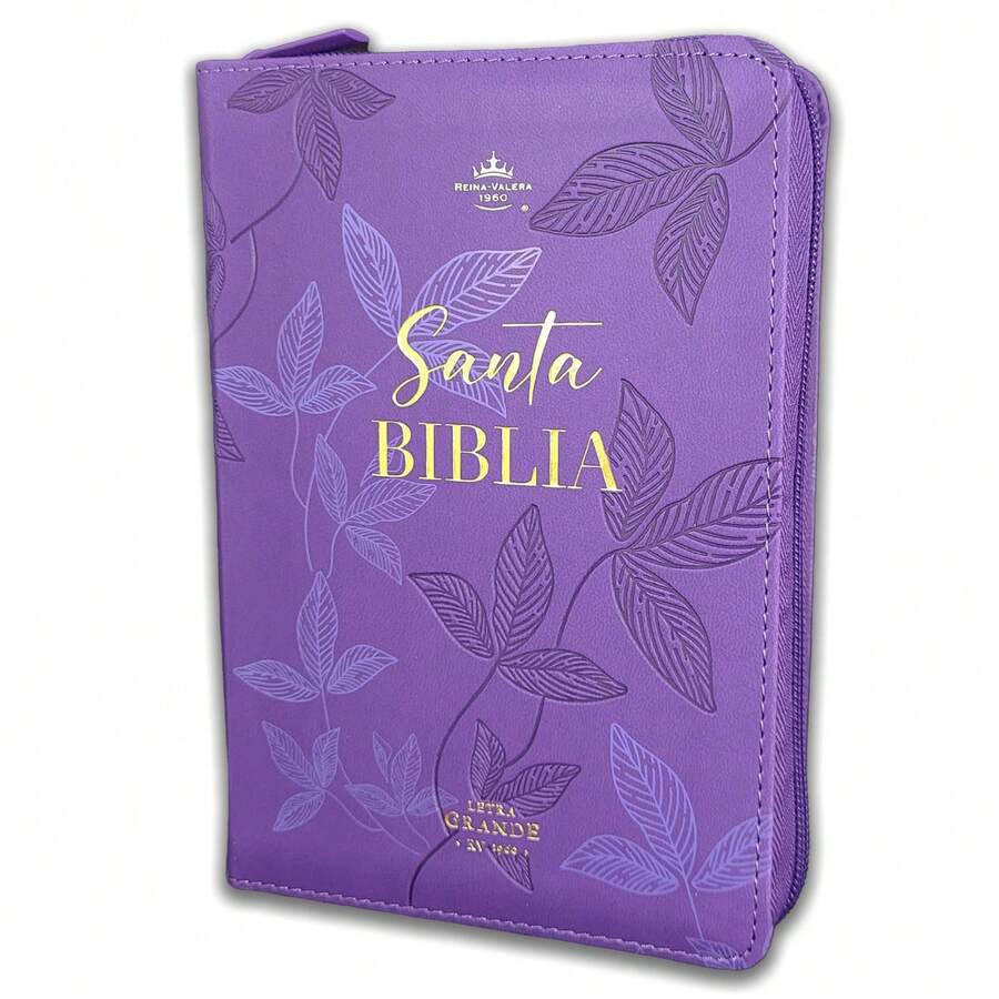 Biblia Con Cierre Para Mujer Compacta 10 Puntos RV1960 Imit Piel Lila Primaveral - Single Book - View 1