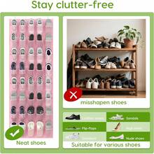 Euuztu Over Door Shoe Organizer With 40 Large Breathable Mesh Pockets, Space Saving Shoe Holder, Hanging Shoe Rack Entryway Bedroom Closet Storage - 藏蓝色 - 查看 6