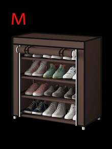 这款四层/五层鞋架可容纳12/15双鞋——轻巧设计，采用无纺布面料，节省空间，适用于玄关、衣橱、卧室、办公室——易于移动，无需组装，鞋架收纳架，衣橱整理架，现代美学，结构稳固，简约设计 - 彩色 - 查看 5