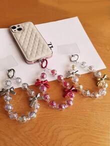 优雅蝴蝶结红金串珠手链，多功能手机挂绳，时尚新年礼物（女士）- 可作钥匙扣、耳机套、腕带 - 彩色 - 查看 10