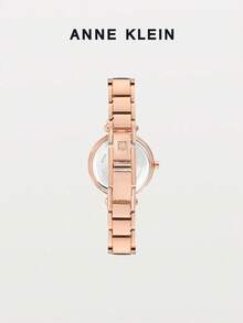 Anne Klein Damarmbandsur Snygga minimalistiska analoga rostfria kvartsur vattentäta klockor för kvinnor - Svart och roséguld - Visa 5