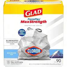 Glad ForceFlex MaxStrength Drawstring Trash Bags, 13 Gallon, Odor Shield,  Heavy-Duty, Tear-Resistant, Leak-Proof, Advanced Odor Shield Technology, Perfect For Kitchen, Office,20 Count – And Household Use, Ideal For Large Clean-Ups, Yard Work, And Disposal Of Household Waste - 1 - 查看 1