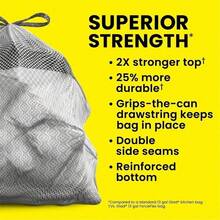 Glad ForceFlex MaxStrength Drawstring Trash Bags, 13 Gallon, Odor Shield,  Heavy-Duty, Tear-Resistant, Leak-Proof, Advanced Odor Shield Technology, Perfect For Kitchen, Office,20 Count – And Household Use, Ideal For Large Clean-Ups, Yard Work, And Disposal Of Household Waste - 1 - 查看 7