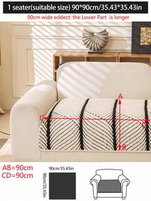 1件加厚柔软保暖法兰绒沙发垫套，现代简约防滑保暖沙发座垫，防尘可水洗沙发套，清新时尚柔软防褪色宠物友好型保护套，适用于卧室、办公室、客厅组合家具、L型沙发和1/2/3/4座沙发 - 黑與白 - 查看 15