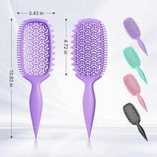 Curl Defining Brush For Thick Coily Hair, Firm-Bristle TPEE Detangling Brush For Coarse 4A\U20134C Curls, Dual-Sided Wide &Amp; Narrow Tooth Brush For Wet &Amp; Dry Curl Shaping\U2013 Women &Amp; Men (2054-Pale Lilac) - ColorB - View 6