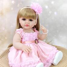 Muñeca Reborn de aproximadamente 22 pulgadas - Muñeca realista de vinilo suave al tacto - Hermosa muñeca princesa con cabello largo - ¡Regalo de cumpleaños! - Marrón - Ver 12