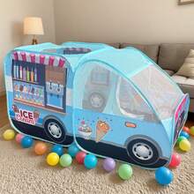 浅蓝色双层甜点车主题游戏帐篷，汽车造型游戏屋玩具，适合男孩女孩，无需组装，可弹出式便携，室内外皆宜，激发想象力的角色扮演游戏，最佳生日和节日礼物 - 薄荷藍 - 查看 5