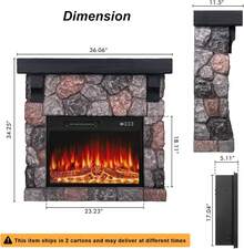 [2 Packages Shipping]Electric Fireplace With Mantel, 23 Inch Electric Fireplace Insert, TV Stand Freestanding Heater With Remote Control Timer LED Flame For Living Room Bedroom,Thanksgiving,Christmas  Gift - 36inch - 查看 2