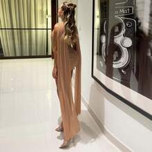 Slim-Fit, Comfortable, Stylish Half-Turtleneck Dress With Double-Layer Mesh, Ribbon Details, And A Bodycon Hot Girl Style - 卡其色 - 查看 5