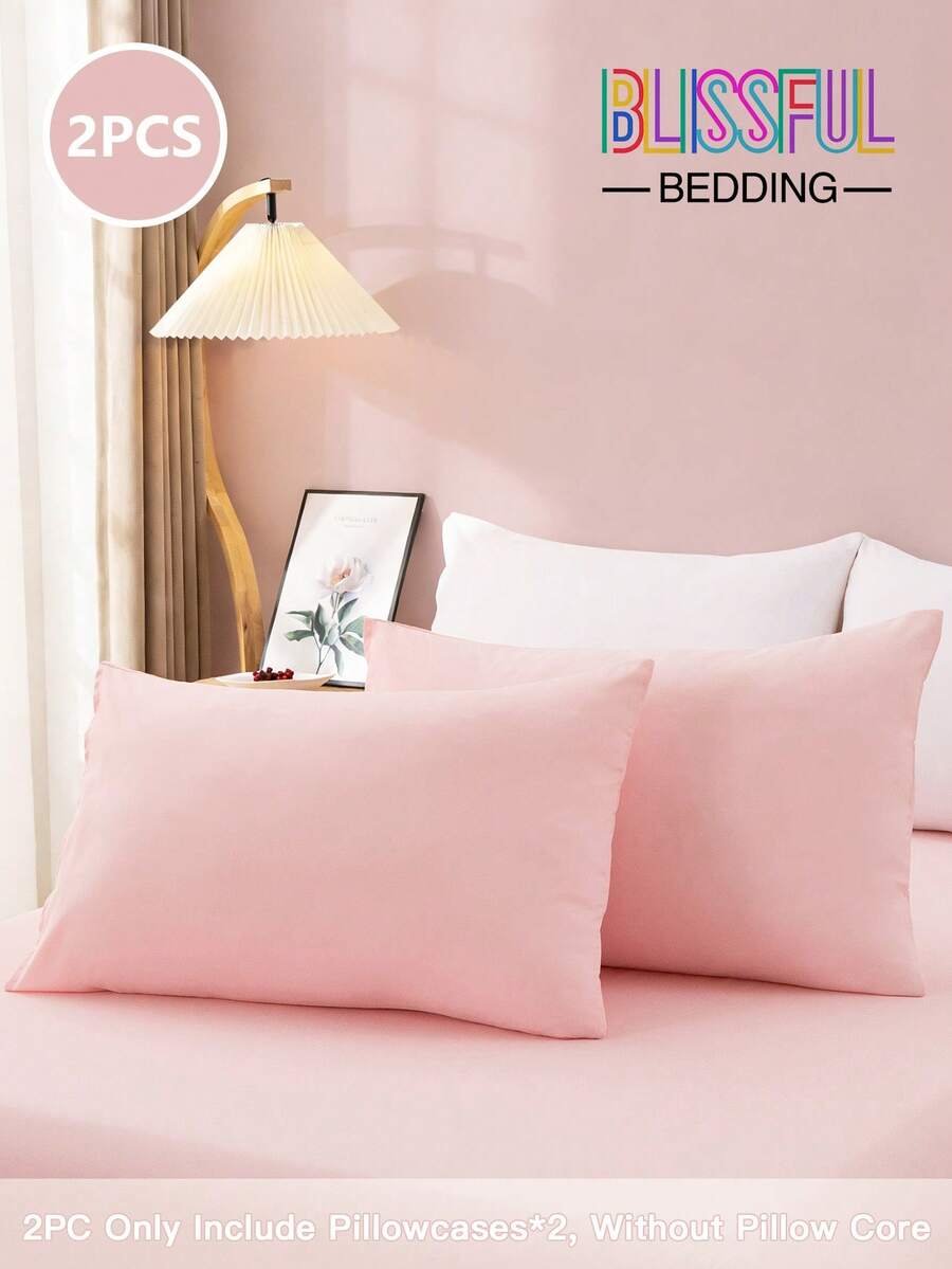 2件套纯色超柔软超细纤维枕套，标准尺寸 - 低过敏性枕套 - 口袋枕芯 - 防皱、防褪色、防污渍，适用于卧室/客厅/宿舍（男生/女生宿舍床上用品）