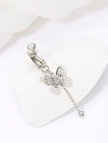 1 pieza Nuevo aro falso para el ombligo sin perforación de acero inoxidable con strass - Plateado - Ver 2