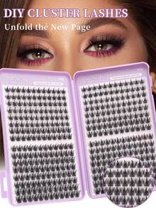 640片D型卷翘假睫毛套装，大容量组合装，DIY睫毛工具套装，包含30D+40D+50D+W型+枫叶型+恶魔型，个人D型卷翘假睫毛套装，含睫毛胶、镊子和定型液，9-16毫米混合长度睫毛 - 黑色 - 查看 3