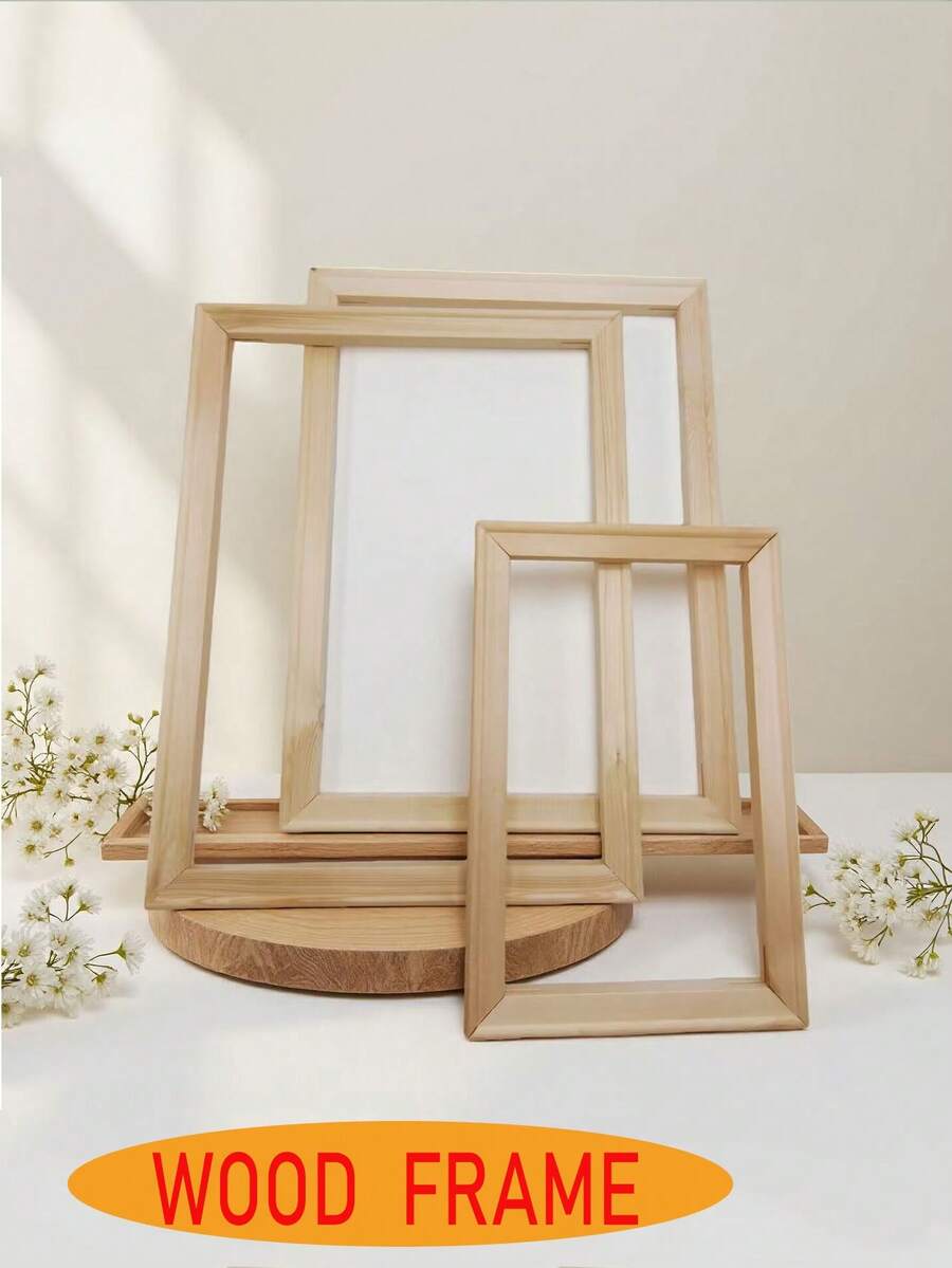 1pc Natural Wood Mortise And Tenon Joint Wooden Photo Frame/Handmade DIY Wooden Photo Frame/Multi-Size Wooden Photo Frame/Large Size Wooden Photo Frame