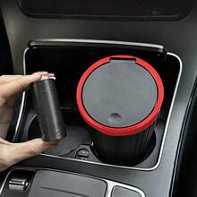 Papelera redonda de alta calidad para el coche con tapa, caja de almacenamiento de basura para el coche, diseñada para adaptarse a la mayoría de los portavasos y reposabrazos, adecuada para el almacenamiento en el coche, el hogar, los viajes por carretera y las salidas familiares, un accesorio esencial para todo propietario de automóvil, un regalo perfecto para nuevos conductores y entusiastas de los viajes por carretera, accesorio de decoración interior del coche - Multicolor - Ver 6