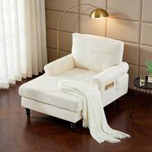 Chaise Lounges - Beige + Chenille + 1 Seat - View 1