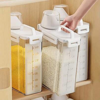 Recipiente de almacenamiento hermético a prueba de fugas - Recipiente cuadrado portátil a prueba de insectos apto para arroz, granos, frutos secos y harina | Herramienta esencial de organización de cocina