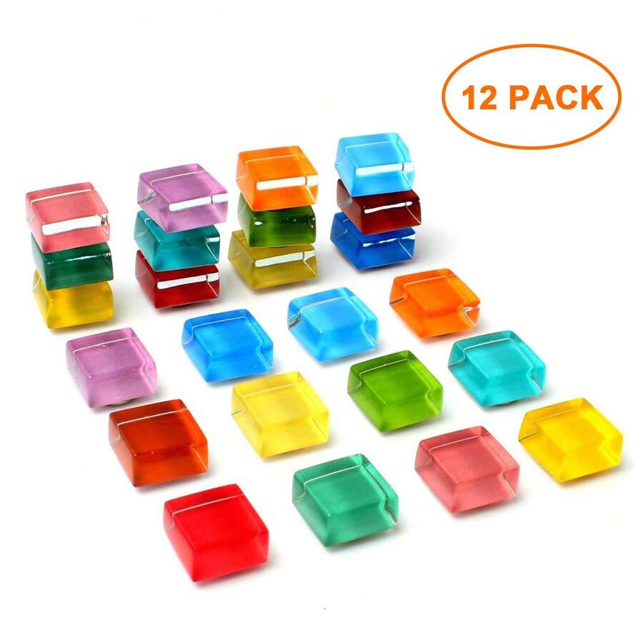 Colorful Crystal Ice Cube Fridge Magnets, Cute Decorative Glass Refrigerator Magnets Suitable For Office Whiteboard, Storage Cabinet - Multicolor - View 1