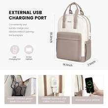 LOVEVOOK Laptop Backpack For Women, 17 Inch Travel Laptop Bag, Waterproof Computer Backpack Purse For Work Teacher Nurse, Durable Casual Daypack - Khaki + Off-white - View 5
