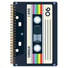 1本复古磁带设计螺旋笔记本 - 5.5x8.3英寸，50页双面印刷，复古音乐艺术封面，螺旋装订，适合音乐爱好者、办公用品和学习笔记，优质纸张，坚固封面，创意专业日记本 - A - 查看 9
