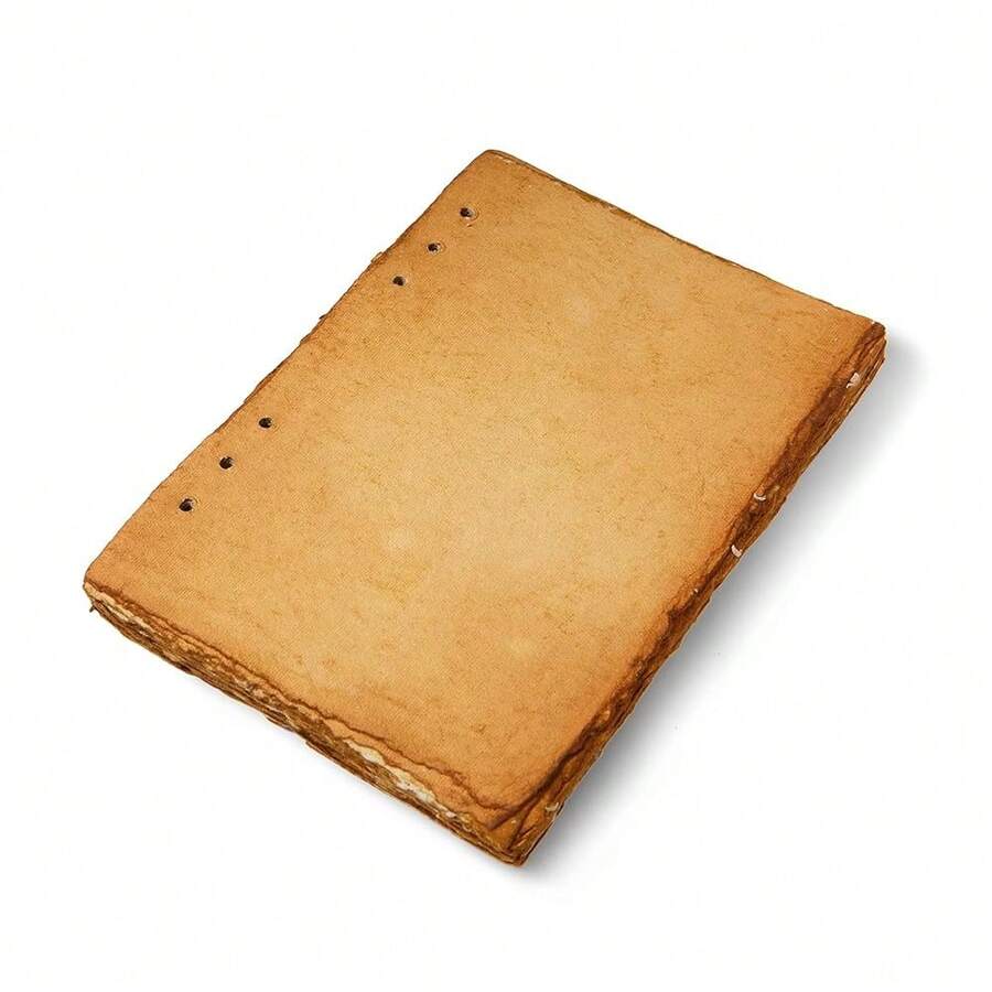 Wanderings Vintage A5 6-Ring Blank Binder Planner Inserts - 8 1/4 X 5 5/8\ - Thick Handmade Antiqued Blank Loose Leaf A5 Paper Refills Compatible With Filofax 6 Hole 35 Sheets 70 Pages - 復古無襯裡 - 查看 1