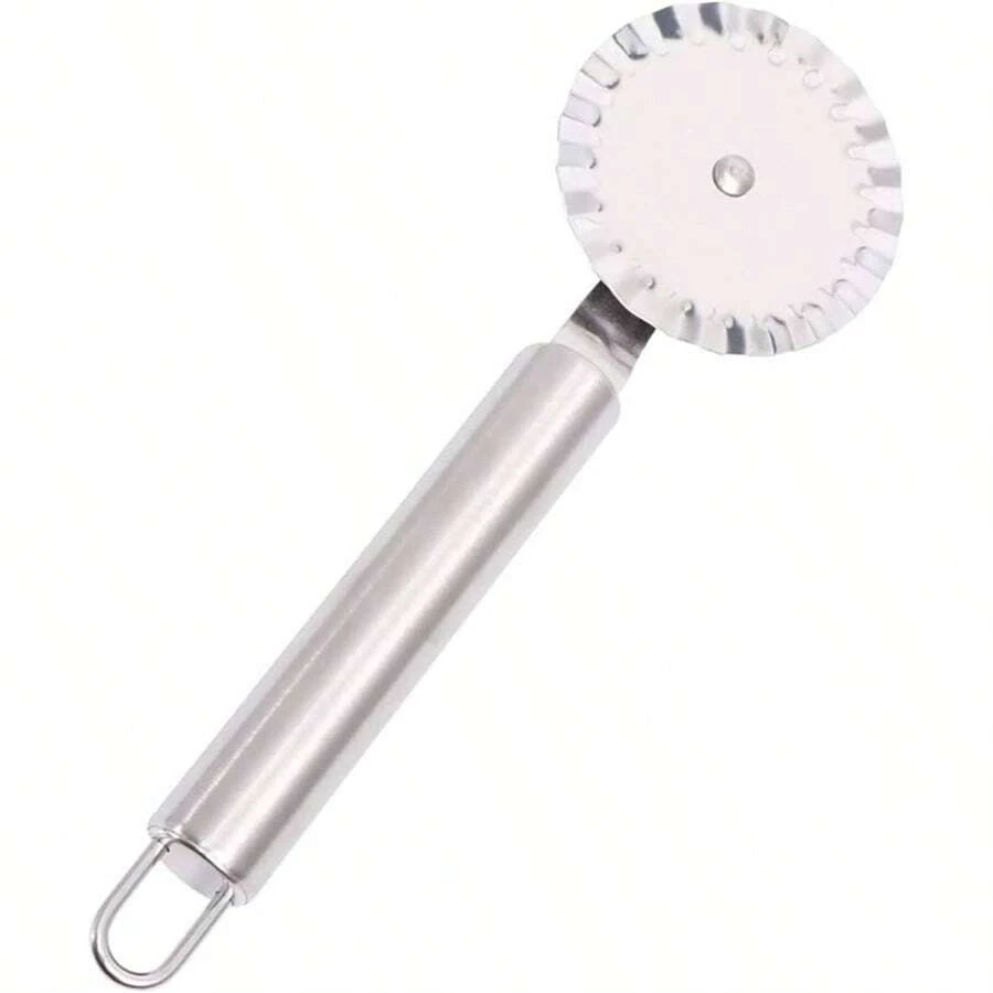 Pastry Ravioli Wheel Cutter, Stainless Steel Single Roller Pizza Slicer Wheel Cutters, Pastry Pasta Pie Crusts Cookies Crimper Cutter Dough Pizza Ravioli Wheel Tools Wavy Blade - Initial - View 1